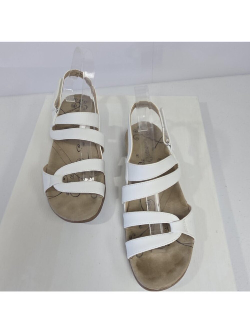 Baretraps Sandals Womens Size 8 White Jerie Strappy Slingback Comfort Wedge - Picture 2 of 9